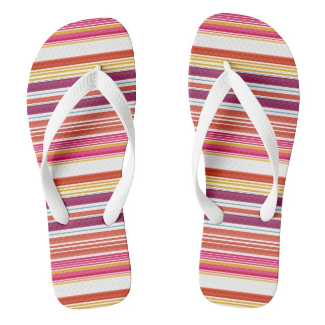 Cute pink brown stripes flip flops (Footbed)