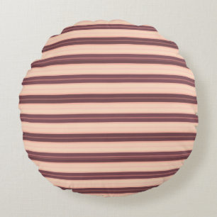 Cute pink brown stripes round cushion