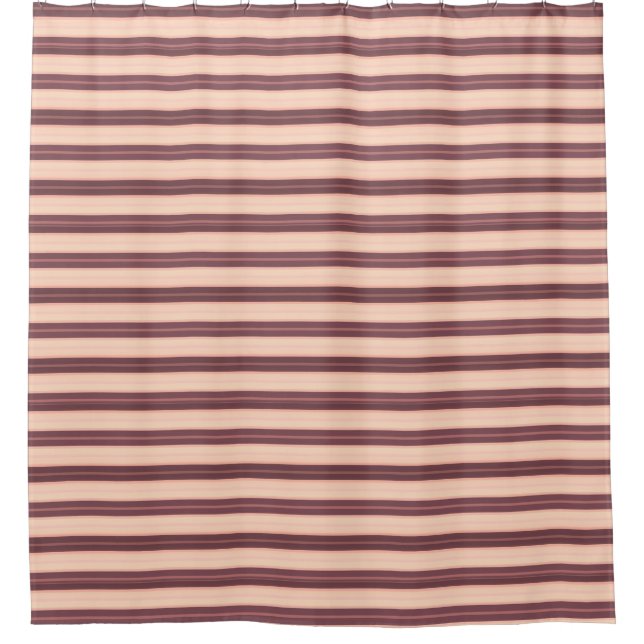 Cute pink brown stripes shower curtain (Front)