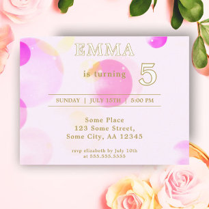 Cute Pink Bubbles Kids Birthday Party Invitation Postcard