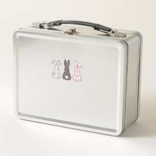 Cute Pink Bunnies Happy Easter Bunny Women Girls T Metal Lunch Box