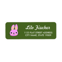 Cute pink bunnies on dark green