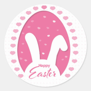 Cute pink bunny and hearts Easter Sticker