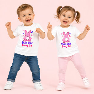 Cute Pink Bunny Behind Shake Your Bunny Tail White Toddler T-Shirt