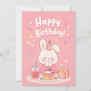 Cute Pink Bunny Birthday Party InvitatioInvitation Invitation