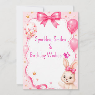 Cute Pink Bunny Birthday Party 🐰 Invitation
