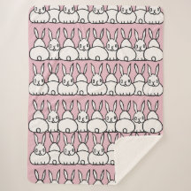 Cute Pink Bunny Blanket - Fleece - Sherpa
