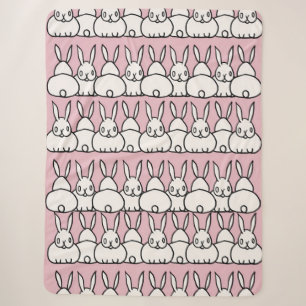 Cute Pink Bunny Blanket - Fleece - Sherpa