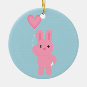 Cute Pink Bunny Ceramic Tree Decoration