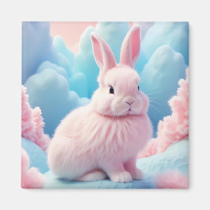 Cute Pink Bunny Cotton Candy Clouds Magnet