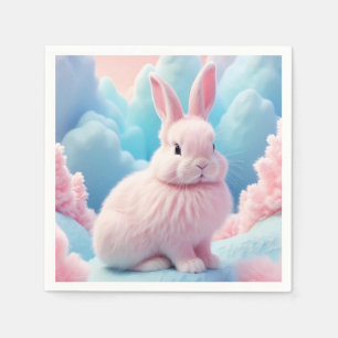 Cute Pink Bunny Cotton Candy Clouds Napkin