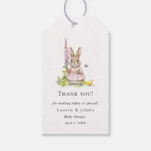 Cute Pink Bunny Girl Baby Shower thank you  Gift Tags