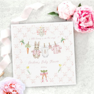 Cute Pink Bunny Girl Clothesline Baby Shower  Napkin