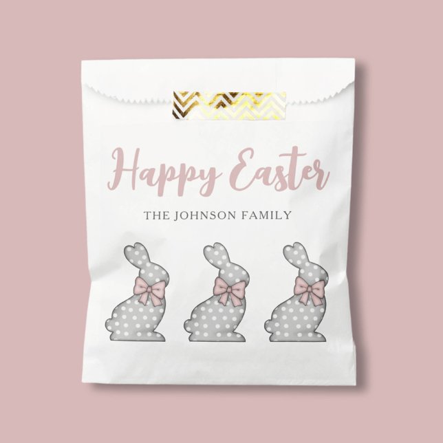Cute Pink Bunny Happy Easter Favour Bags (Cute Pink Bunny Happy Easter Favor Bag)