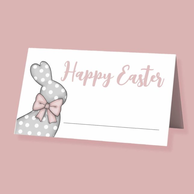 Cute Pink Bunny Happy Easter Place Card (Cute Pink Bunny Happy Easter Place Card)