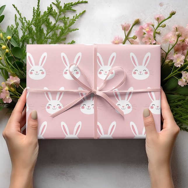 Cute Pink Bunny Kids Easter  Wrapping Paper (Creator Uploaded)