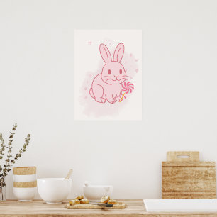 Cute Pink Bunny Nursery Wall Art