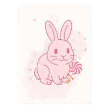 Cute Pink Bunny Nursery Wall Art