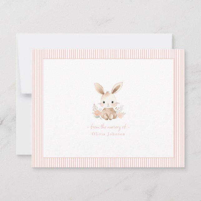 Cute pink Bunny Rabbit Baby girl Baby Shower  Card (Front)