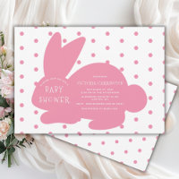 Cute Pink Bunny Rabbit Polkadots Baby Shower