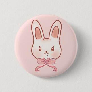Cute Pink Bunny Ribbon Button Pin