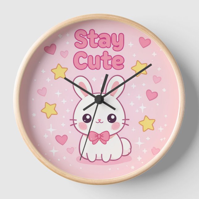 ​Cute Pink Bunny Wall Clock (Front)
