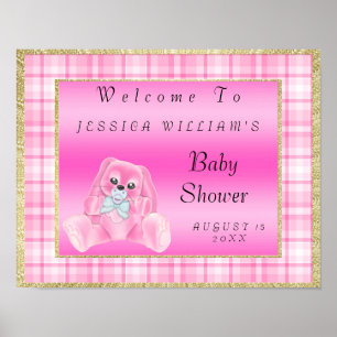 Cute Pink Bunny "Welcome" Poster