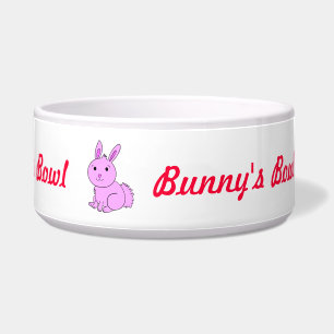 Cute Pink Bunny's Pet Bowl