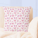 Cute Pink Butterflies Throw Pillow<br><div class="desc">Girly watercolor butterfly pattern in shades of pink. Perfect for a nursery or living room,  especially for those who like butterflies.</div>