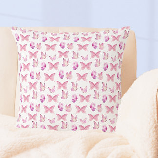 Cute Pink Butterflies Throw Pillow