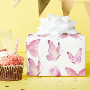 Cute pink butterflies wrapping paper