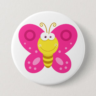 Cute Pink Butterfly 7.5 Cm Round Badge