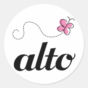 Cute Pink Butterfly Alto Singer Gift Classic Round Sticker