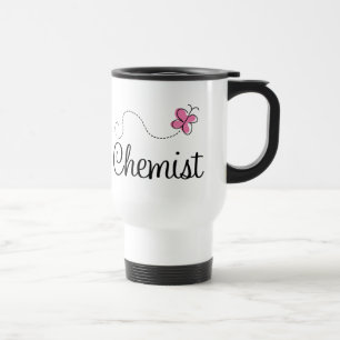 Cute Pink Butterfly Chemist Travel Mug