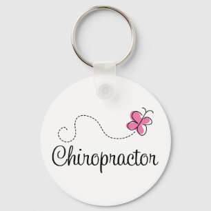 Cute Pink Butterfly Chiropractor Key Ring