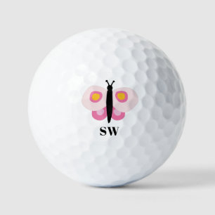 Cute pink butterfly first name golf balls