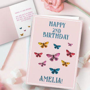 Cute Pink Butterfly Girl Birthday  Card