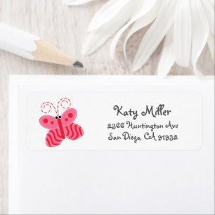 Cute Pink Butterfly Girls Address