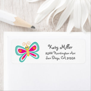 Cute Pink Butterfly Girls Address Label