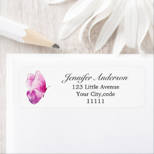 Cute Pink Butterfly Girly Return Address Label