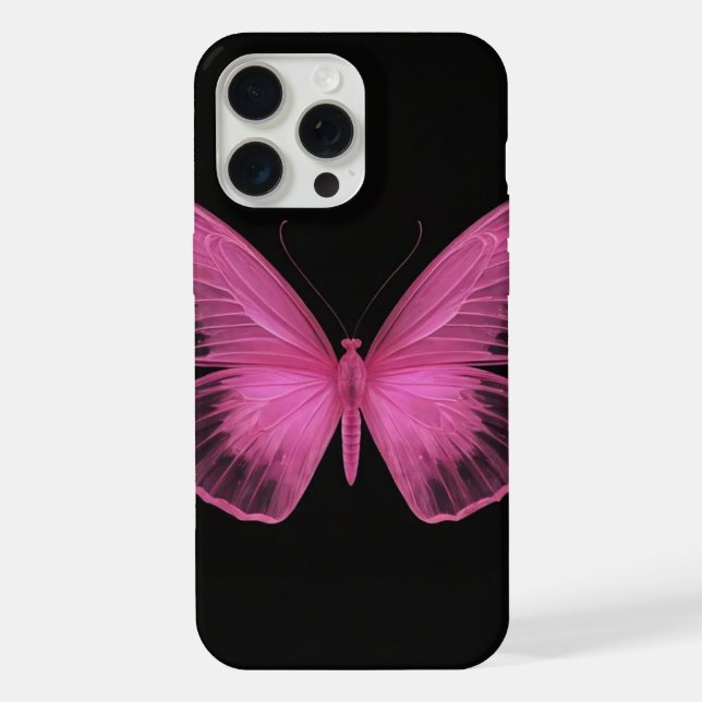 cute pink butterfly iphone15 pro max case (Back)