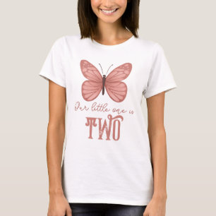 Cute Pink Butterfly Kids Birthday Parent T-Shirt