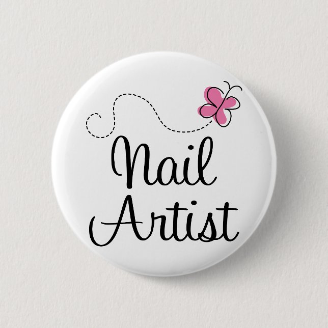 Cute Pink Butterfly Nail Artist 6 Cm Round Badge (Front)