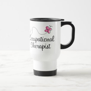Cute Pink Butterfly Occupational Therapist Travel Mug