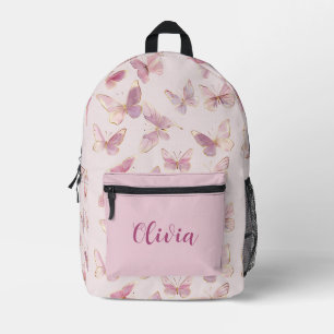 Cute Pink Butterfly Personalised Name Backpack