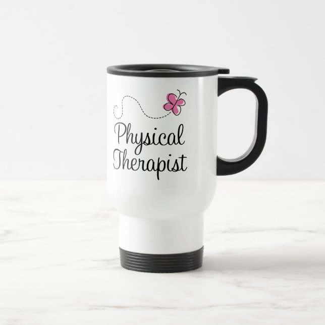 Cute Pink Butterfly Physical Therapist Travel Mug (Right)