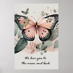 Cute pink butterfly poster