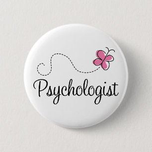 Cute Pink Butterfly Psychologist 6 Cm Round Badge