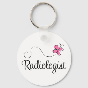 Cute Pink Butterfly Radiologist Key Ring