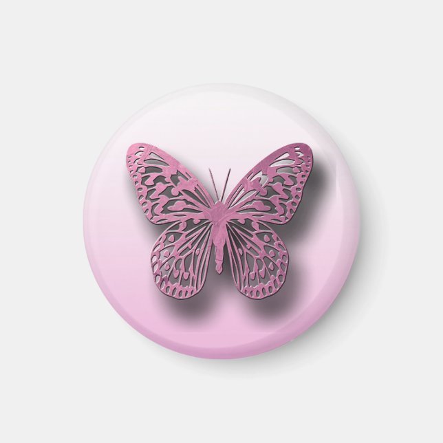 Cute Pink Butterfly Refrigerator locker magnet (Front)